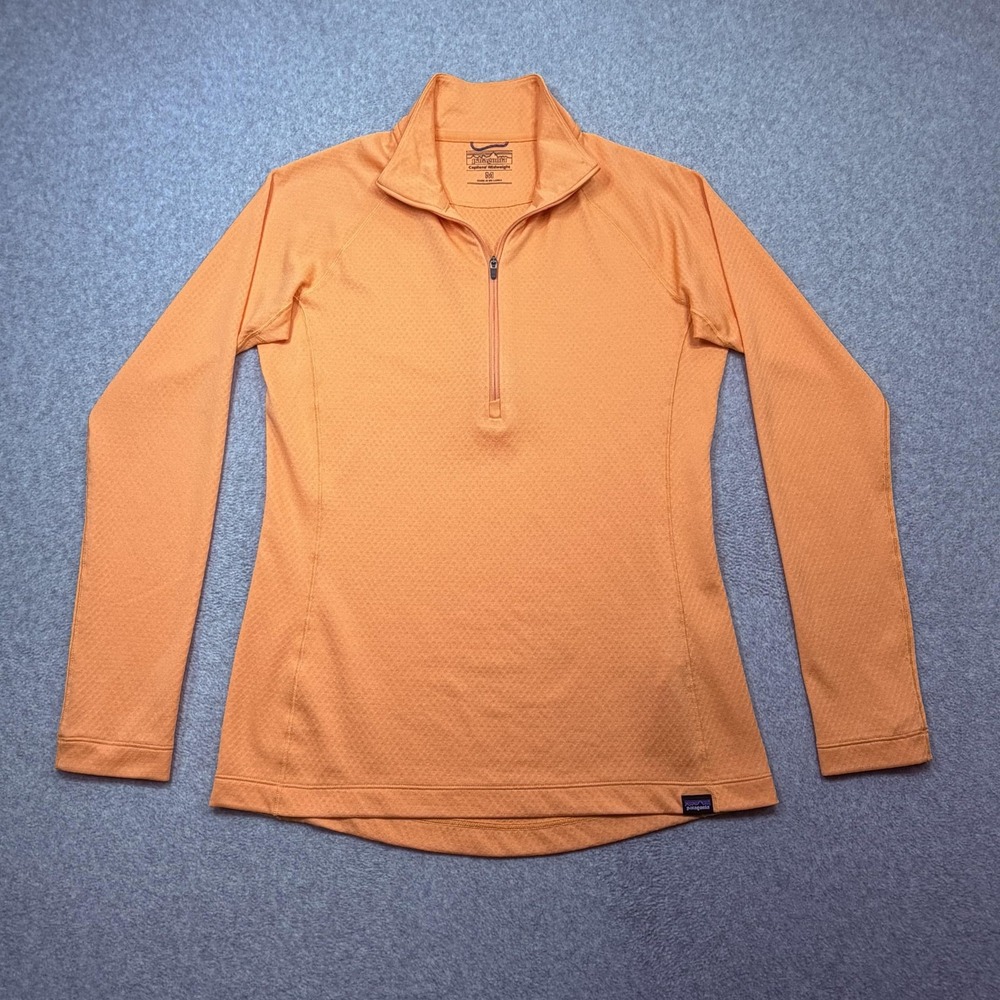 Patagonia Capilene Midweight Pullover Shirt Womens Medium Orange 1/4 Zip Top